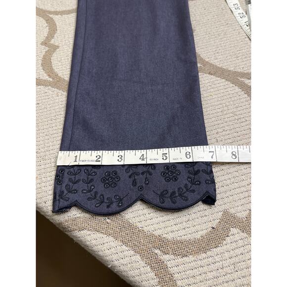 NWT Ann Taylor The Ankle Pant Embroidered Hem Naval Night Wash pants, size 4 - Picture 14 of 16